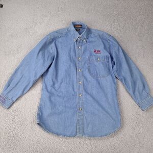VTG Peregrine‎ Bay Denim Shirt Mens Small Blue WRC Group Button Up Long Sleeve